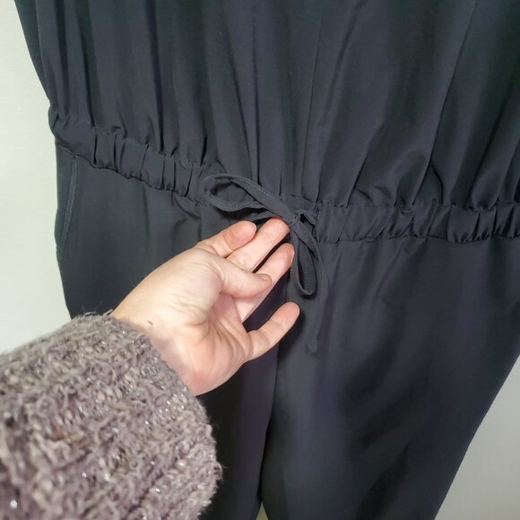 PRANA Railay Jumpsuit Tie Waist Zip Neck Stretch Relaxed Fit Black Women's Large - Picture 5 of 16